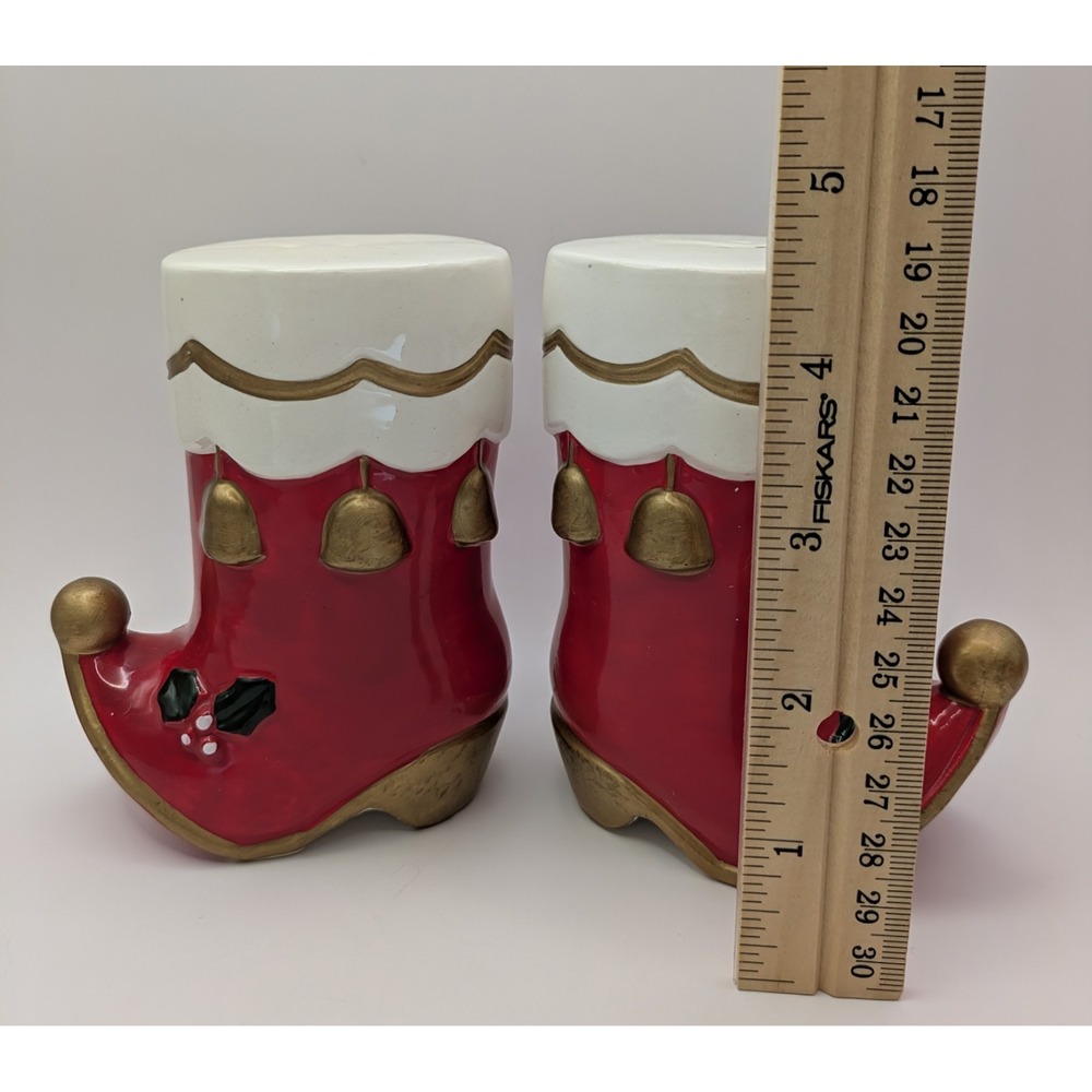 VTG Christmas Santa Elf Boot Salt & Pepper‎ 1960's Japan Mid Century Napco 4.5" - Picture 2 of 16